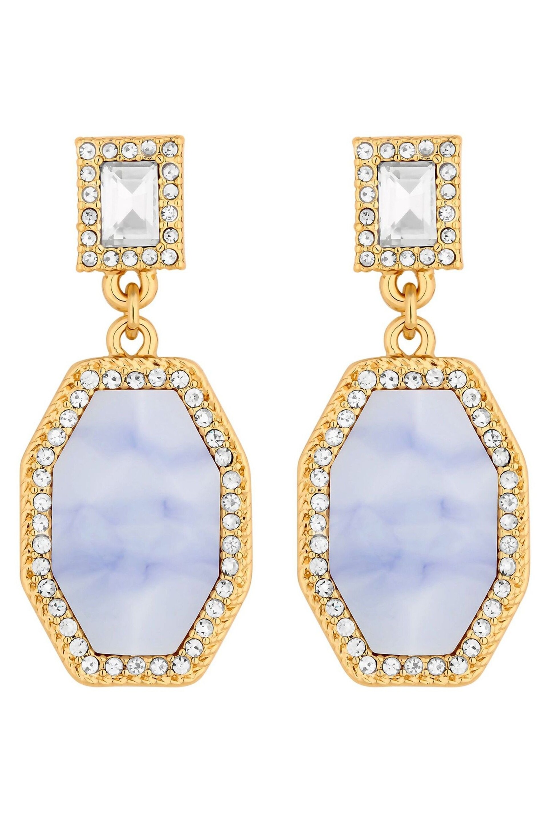 Mood Gold Tone Opal Iridescent Stone Drop Earrings - Image 1 of 3