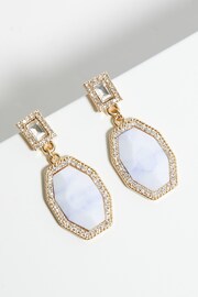 Mood Gold Tone Opal Iridescent Stone Drop Earrings - Image 2 of 3