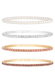 Mood Multi Tonal And Pearl Stretch Bracelets 4 Pack - Image 1 of 4