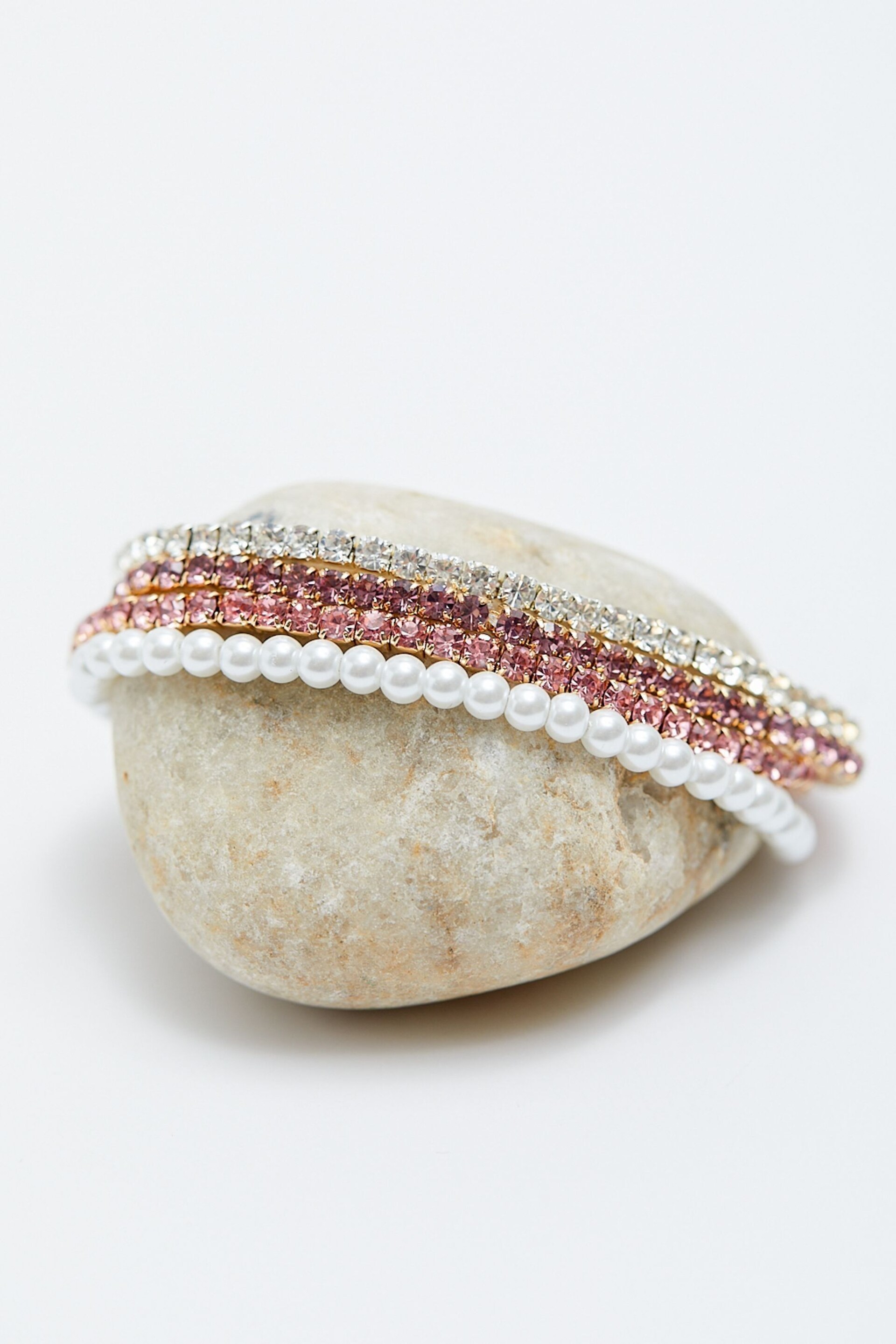 Mood Multi Tonal And Pearl Stretch Bracelets 4 Pack - Image 4 of 4