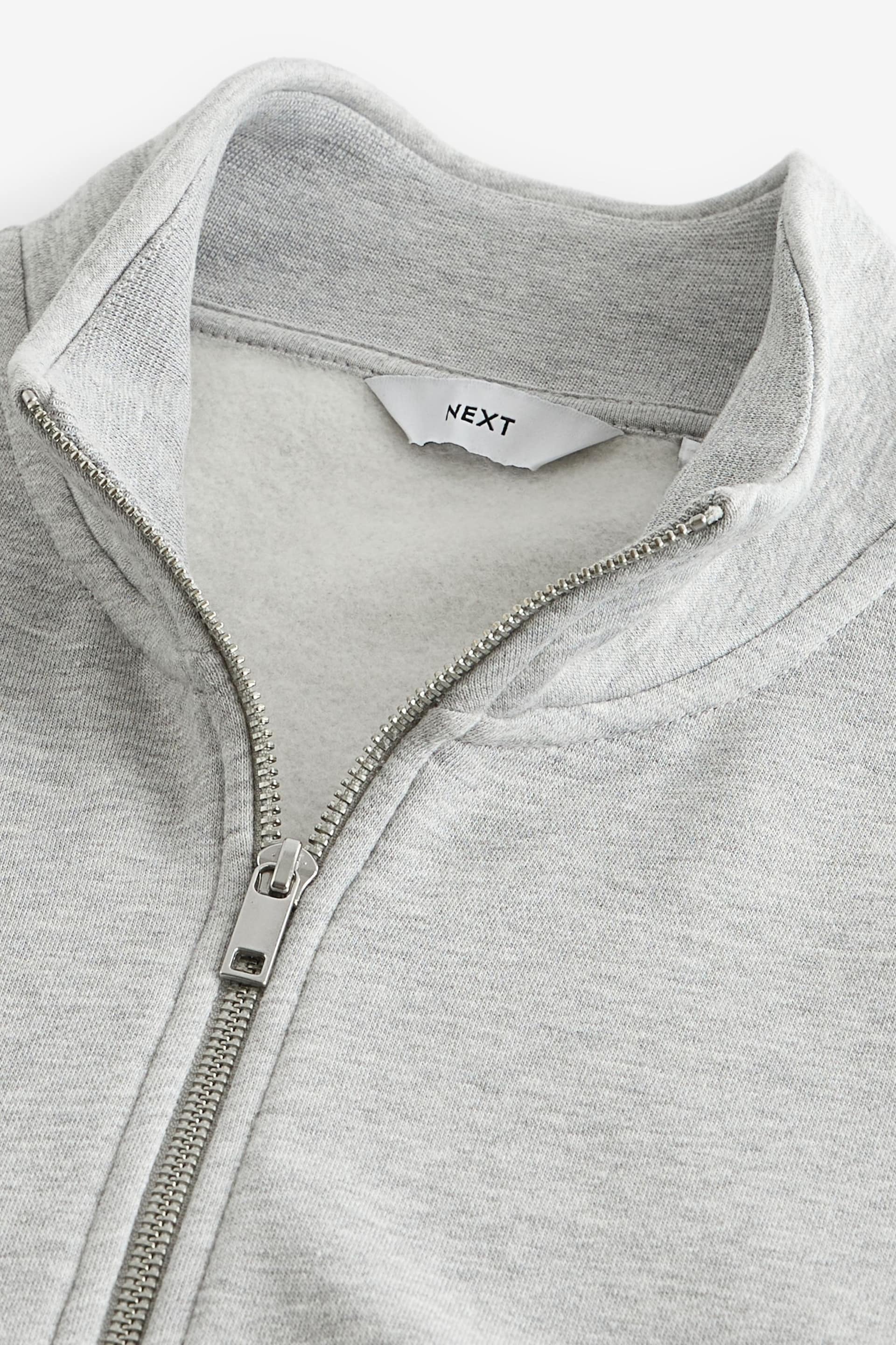 Light Grey Zip Through Funnel Neck Jersey Cotton Rich Zip Through Funnel Neck Sweatshirt - Image 7 of 8