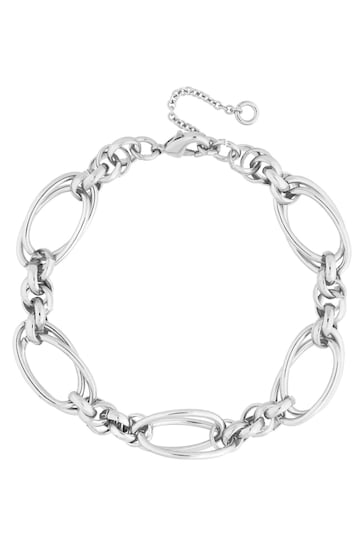 Mood Silver Tone Polished Knot Chain T-Bar Bracelet
