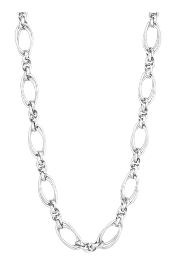 Mood Silver Tone Polished Knot Chain T-Bar Necklace