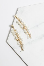 Mood Gold Tone Pearl And Polished Cluster Long Drop Earrings - Image 2 of 3