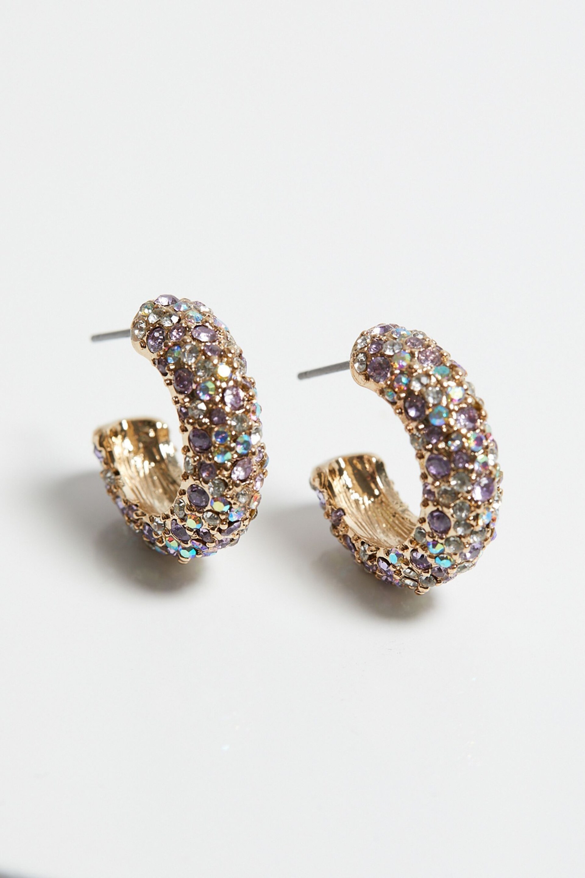 Mood Gold Tone Ombre Crystal Hoop Earrings - Image 2 of 3