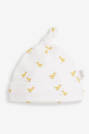 JoJo Maman Bébé White Duck Print Cotton Baby Hat