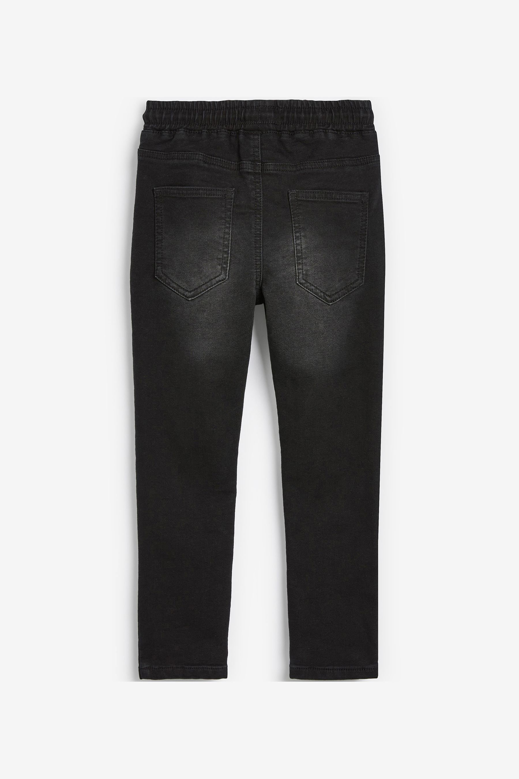 Pull On Waist Black Skinny Fit Jersey Stretch Jeans With Adjustable Waist 3 16yrs
