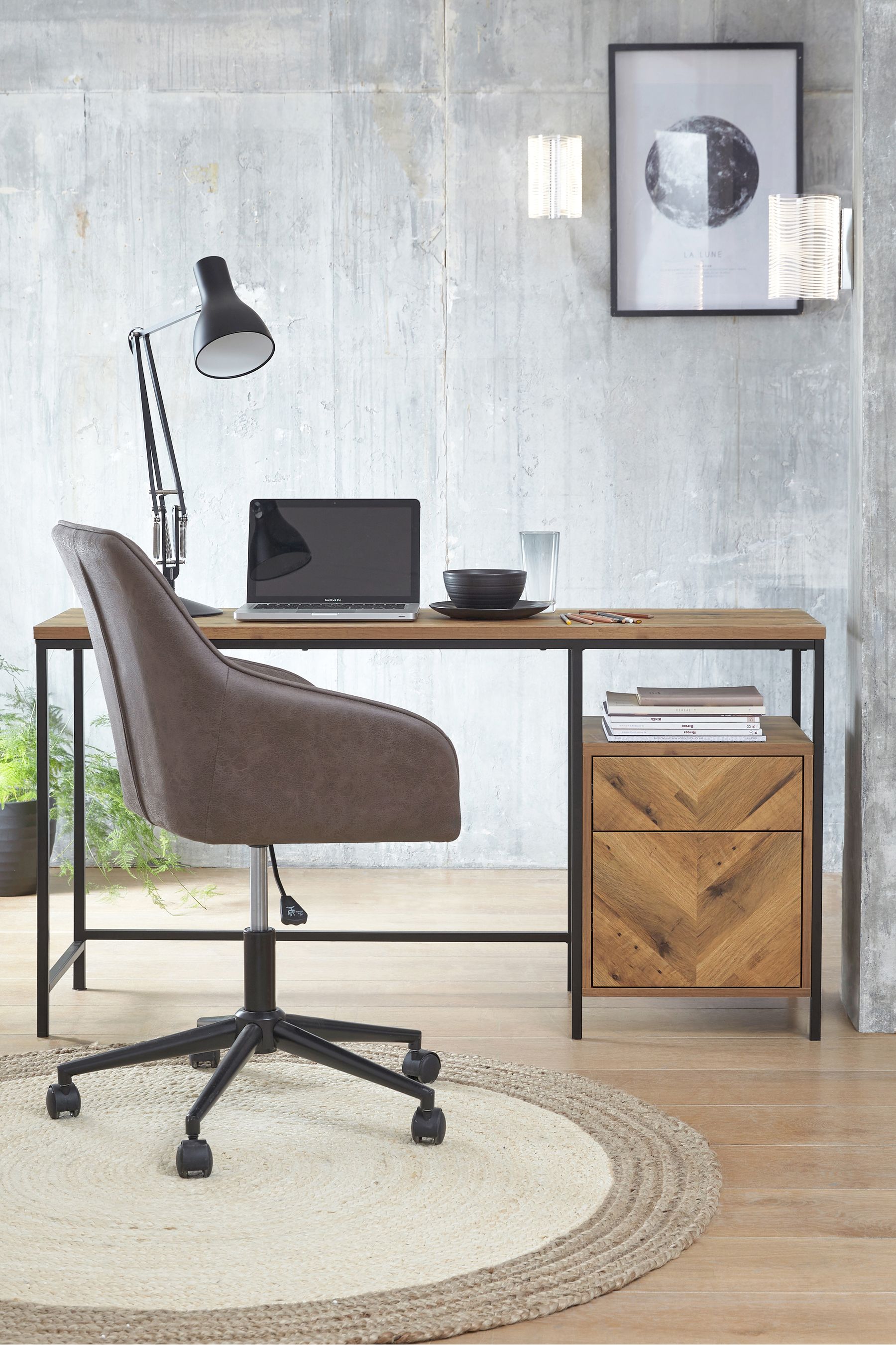 Buy Dark Bronx Chevron Oak Effect Desk from the Next UK online shop