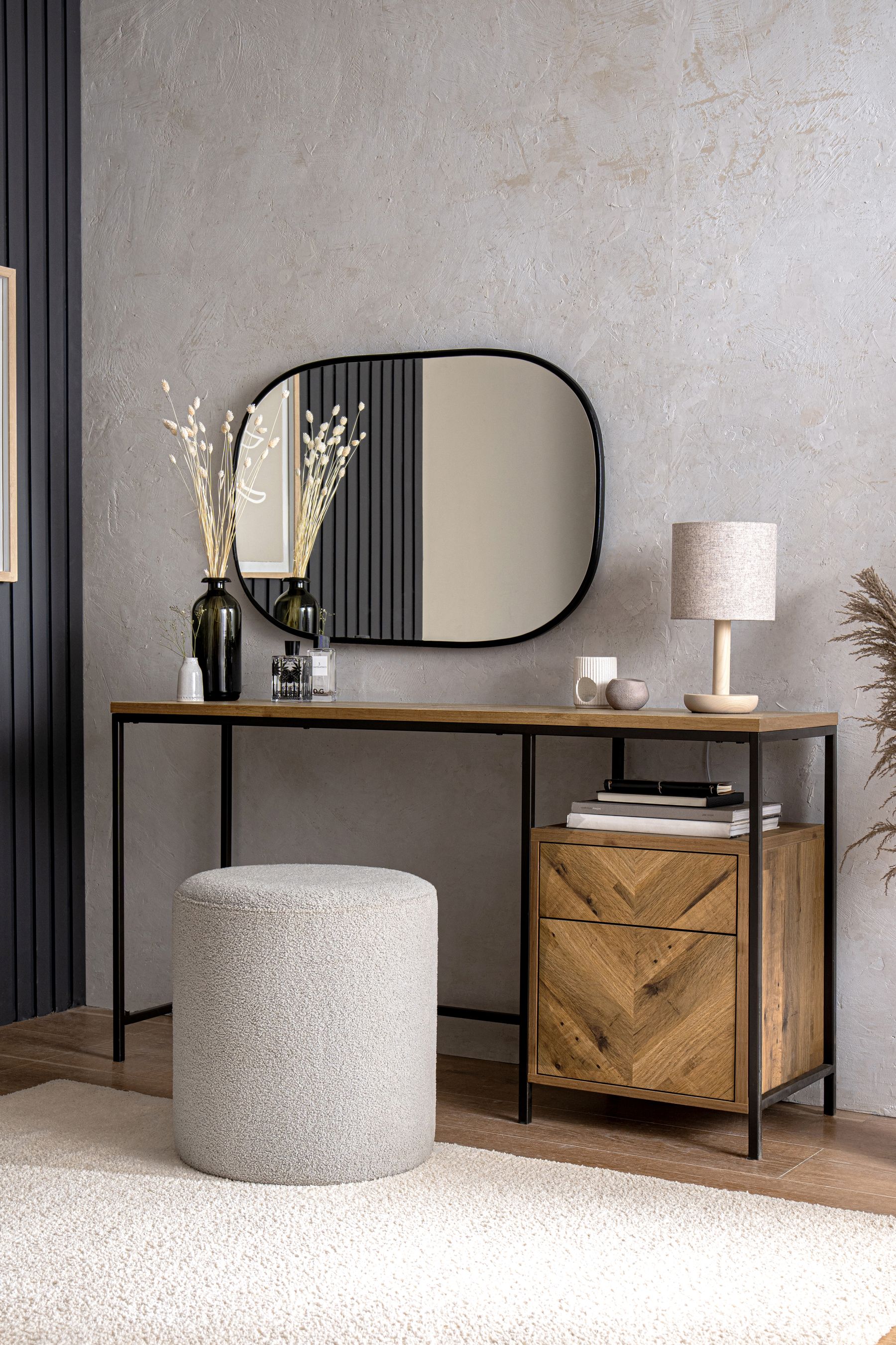 Buy Dark Bronx Chevron Oak Effect Desk from the Next UK online shop