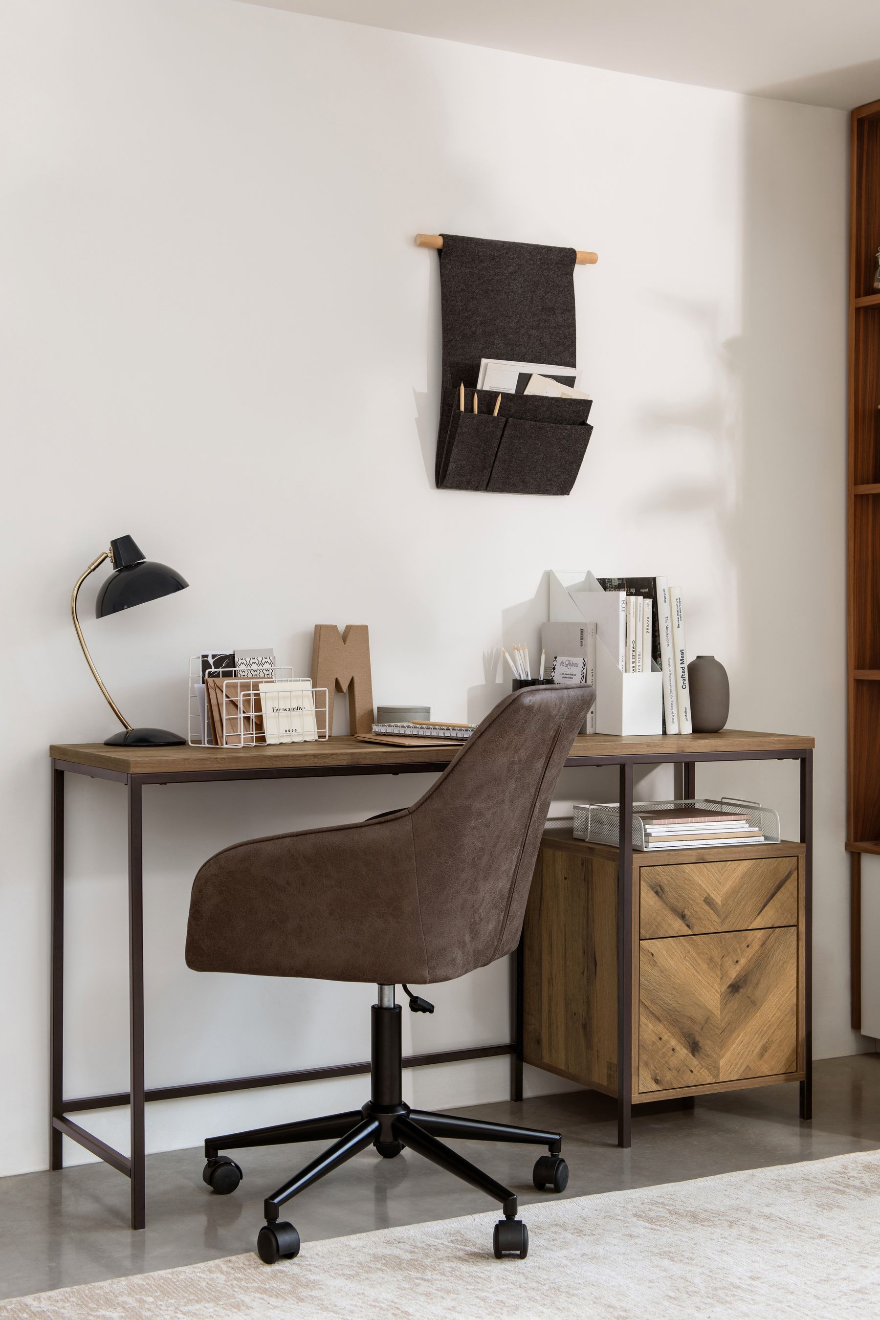 Chevron oak desk discount