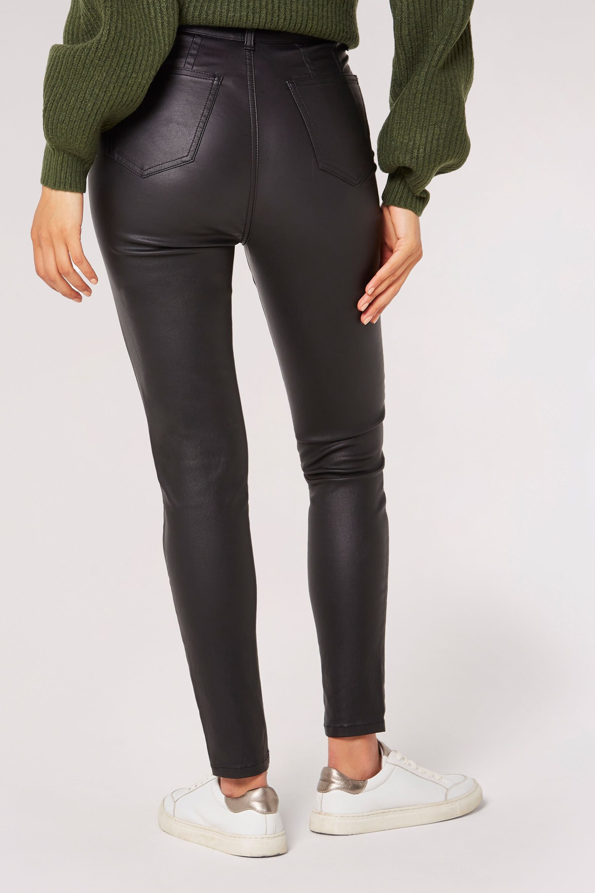 Apricot Black Leather Look Belted Trousers - Image 2 of 4