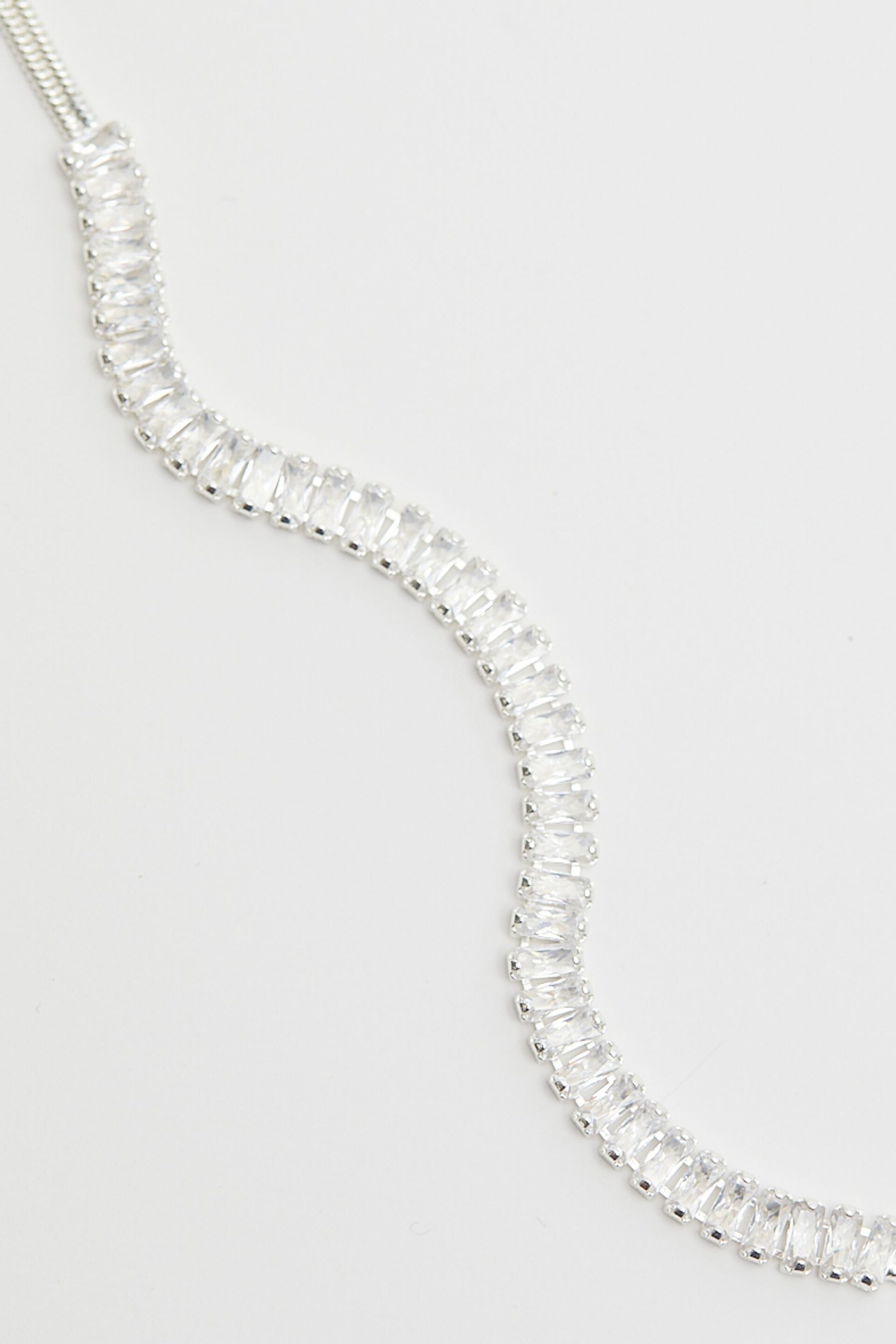 Mood Silver Tone Crystal Baguette Choker Necklace - Image 2 of 4