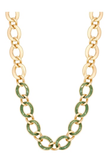 Mood Gold Tone Mother Of Pearl And Polished Interlinked Collar Necklace