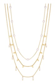 Mood Gold Tone Crystal And Pearl Charm Layered Necklace - Image 1 of 3