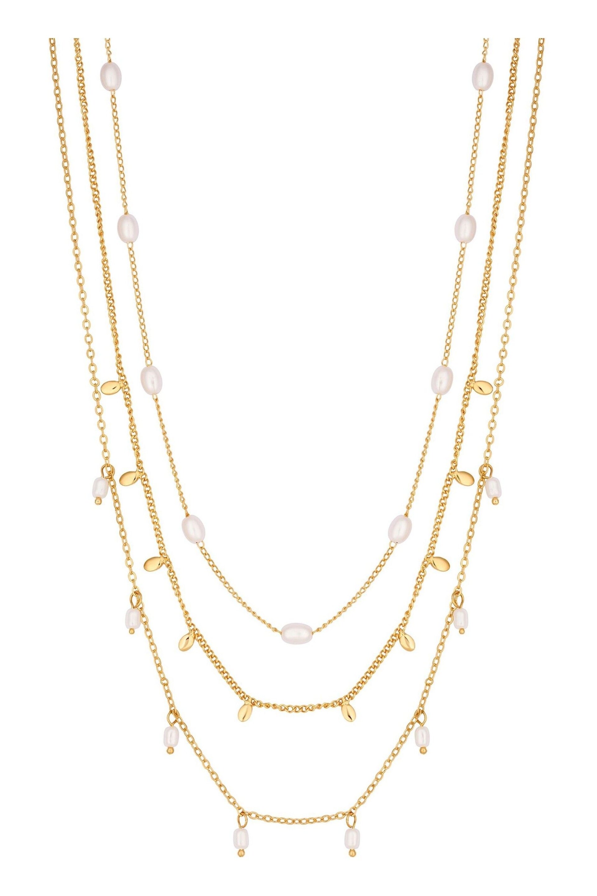 Mood Gold Tone Crystal And Pearl Charm Layered Necklace - Image 1 of 3