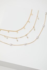 Mood Gold Tone Crystal And Pearl Charm Layered Necklace - Image 2 of 3