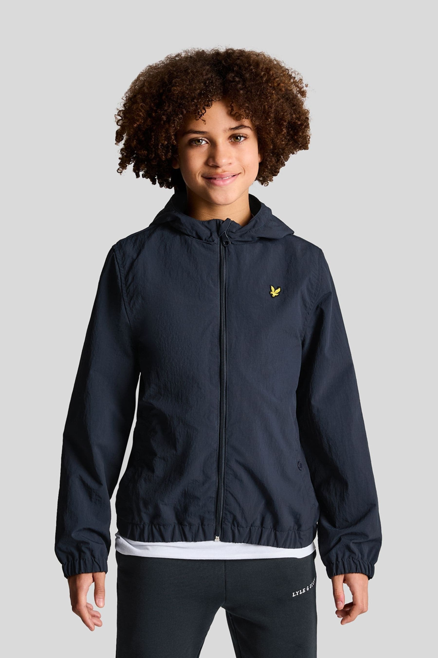 Lyle and scott zip through hooded jacket navy deals
