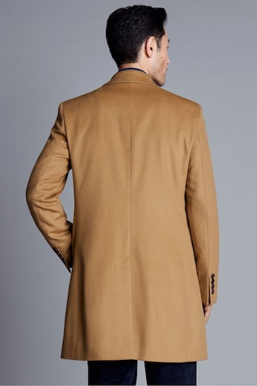 Charles Tyrwhitt Brown Camel Pure Wool Brown Overcoat