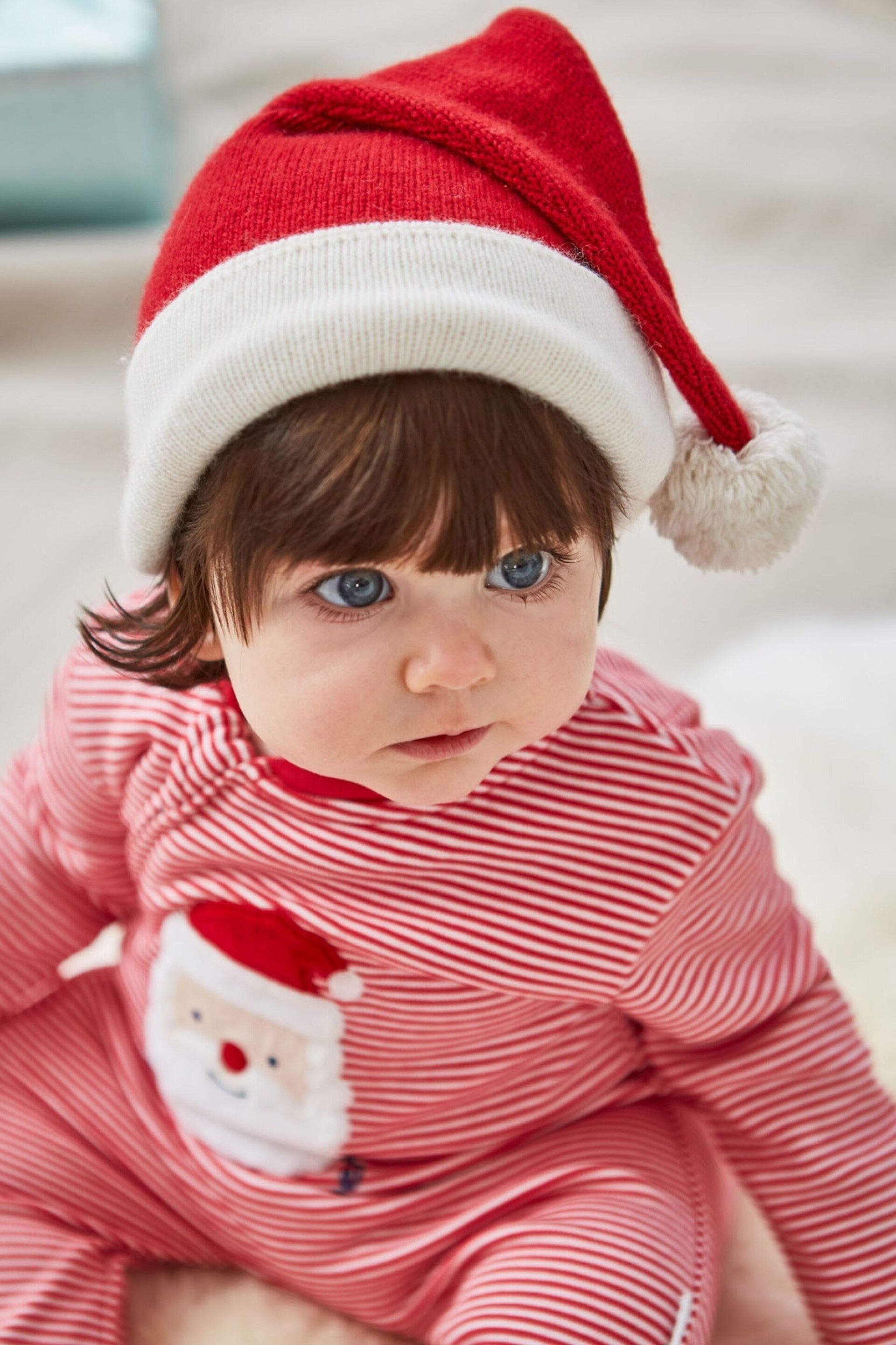 JoJo Maman Bébé Red Santa Appliqué Zip Sleepsuit - Image 2 of 4