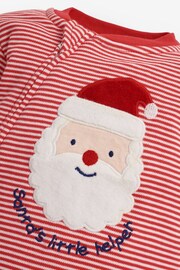 JoJo Maman Bébé Red Santa Appliqué Zip Sleepsuit - Image 4 of 4