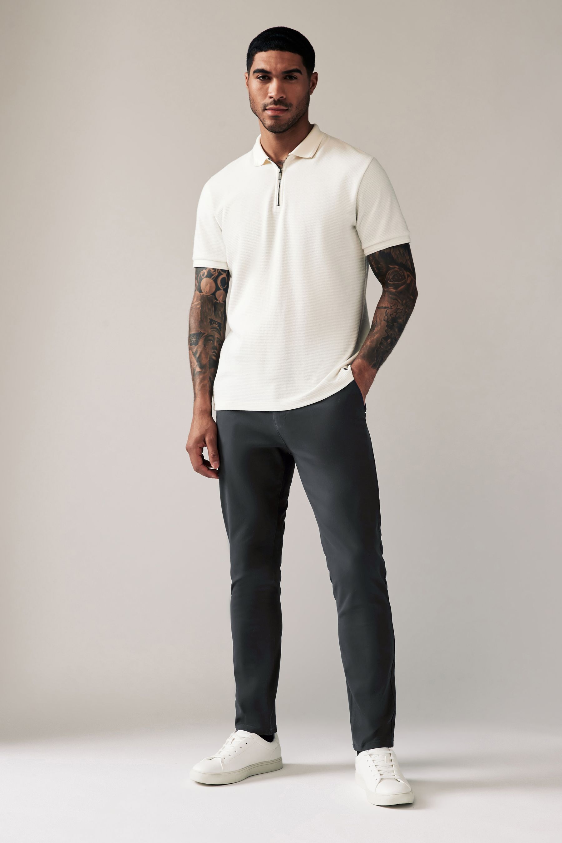 Buy Charcoal Grey Skinny Fit Stretch Chino Trousers from the Next