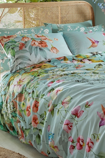 Graham & Brown Blue Ethereal Flora Duvet Cover and Pillowcase Set