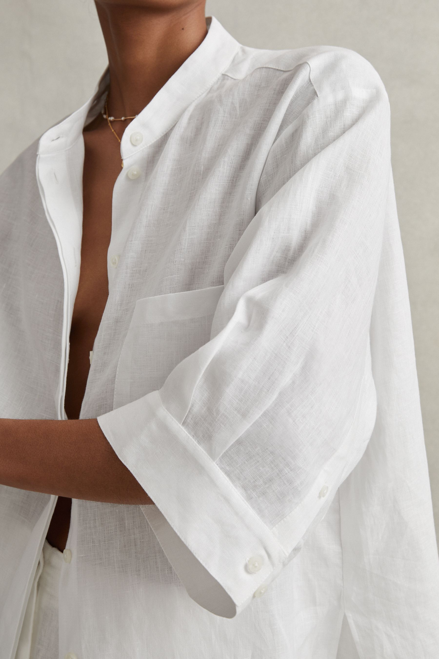 Buy Reiss White Winona Relaxed Sleeve 100 Linen Shirt from the Next UK online shop