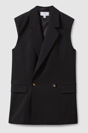 Reiss Black Karyn Wool Blend Double Breasted Waistcoat - Image 2 of 6