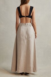 Reiss Neutral Abigail High Rise Linen Maxi Skirt - Image 6 of 7