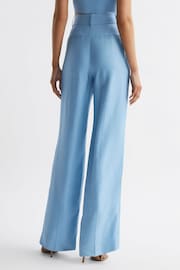 Reiss Blue Hollie Wide Leg Linen Trousers - Image 5 of 7