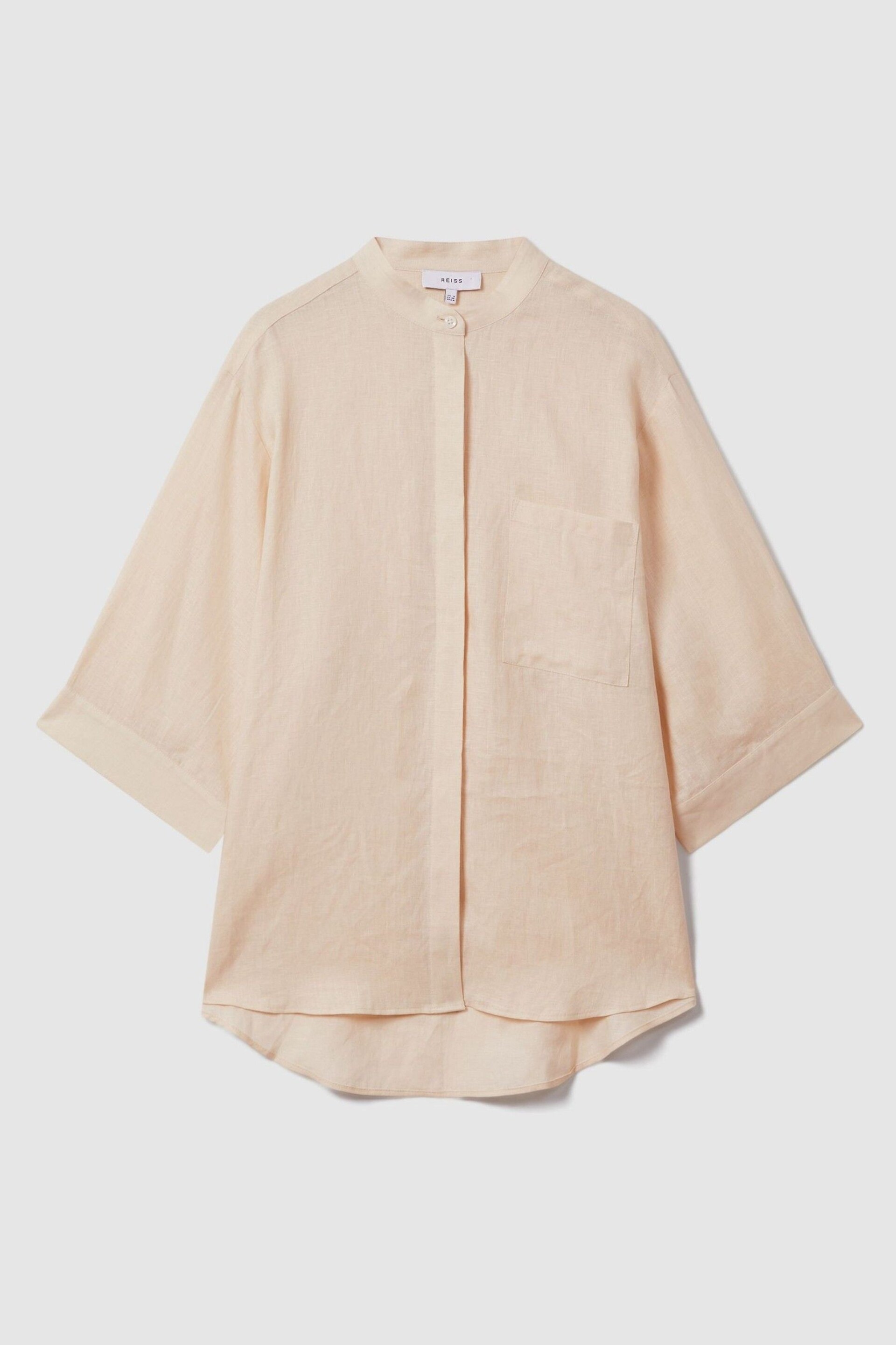 Reiss Blush Winona Relaxed Sleeve Linen Shirt - Image 2 of 6