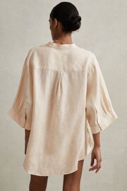 Reiss Blush Winona Relaxed Sleeve Linen Shirt - Image 4 of 6