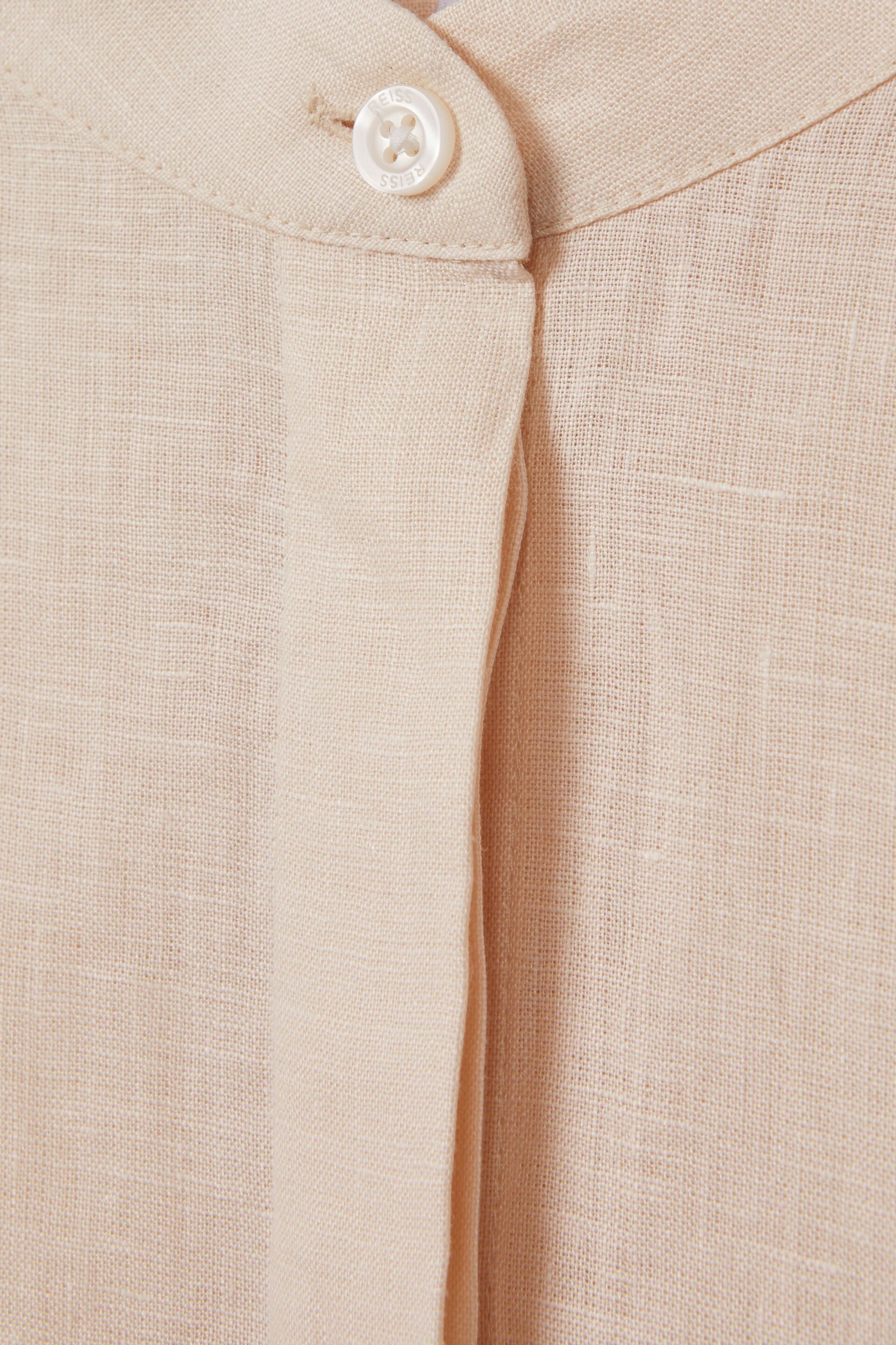 Reiss Blush Winona Relaxed Sleeve Linen Shirt - Image 6 of 6