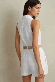 Reiss Ivory Mila Linen Double Breasted Belted Playsuit - Image 5 of 5