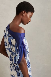 Reiss Blue Diana Tile Print Off-The-Shoulder Jumpsuit - Image 3 of 5