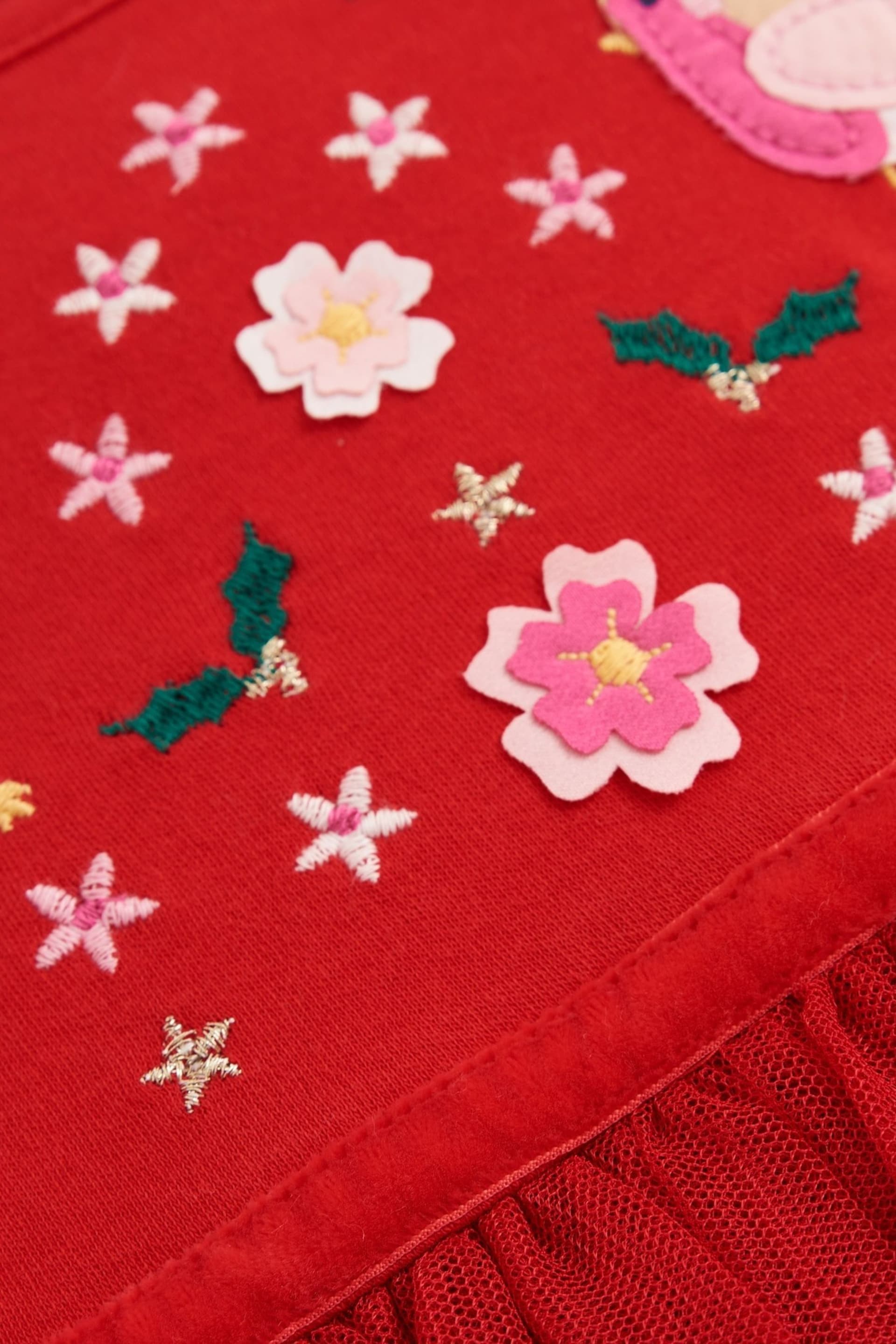 JoJo Maman Bébé Red Robin Embroidered Party Dress - Image 3 of 3