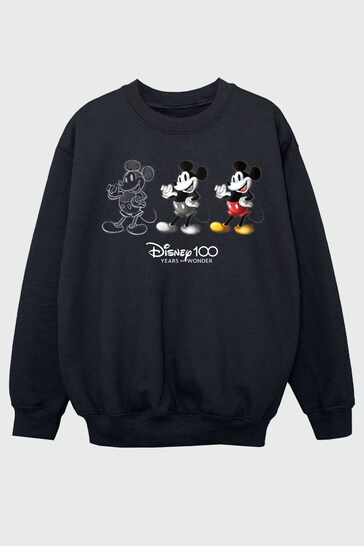 Brands In Black Disney 100 Mickey Poses Boys Black Sweatshirt