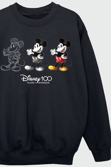 Brands In Black Disney 100 Mickey Poses Boys Black Cruz Sweatshirt