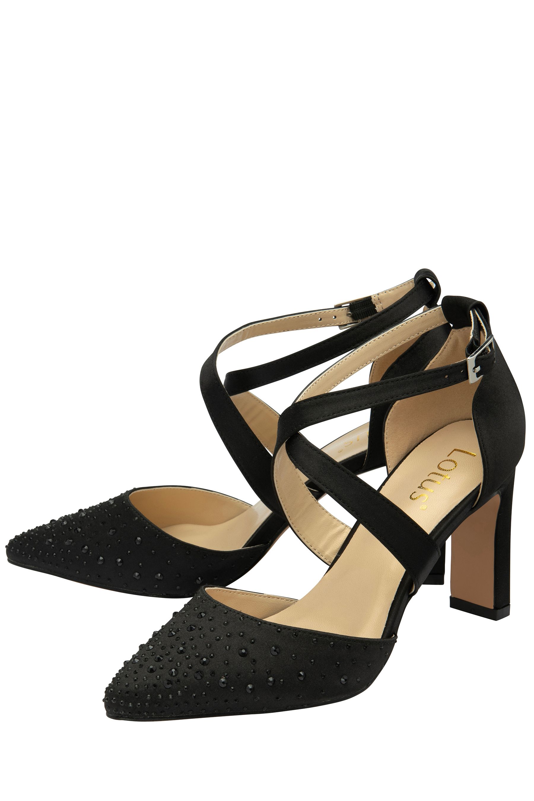 Buy Lotus Black Diamante Pointed Toe Court Shoes from the Next UK