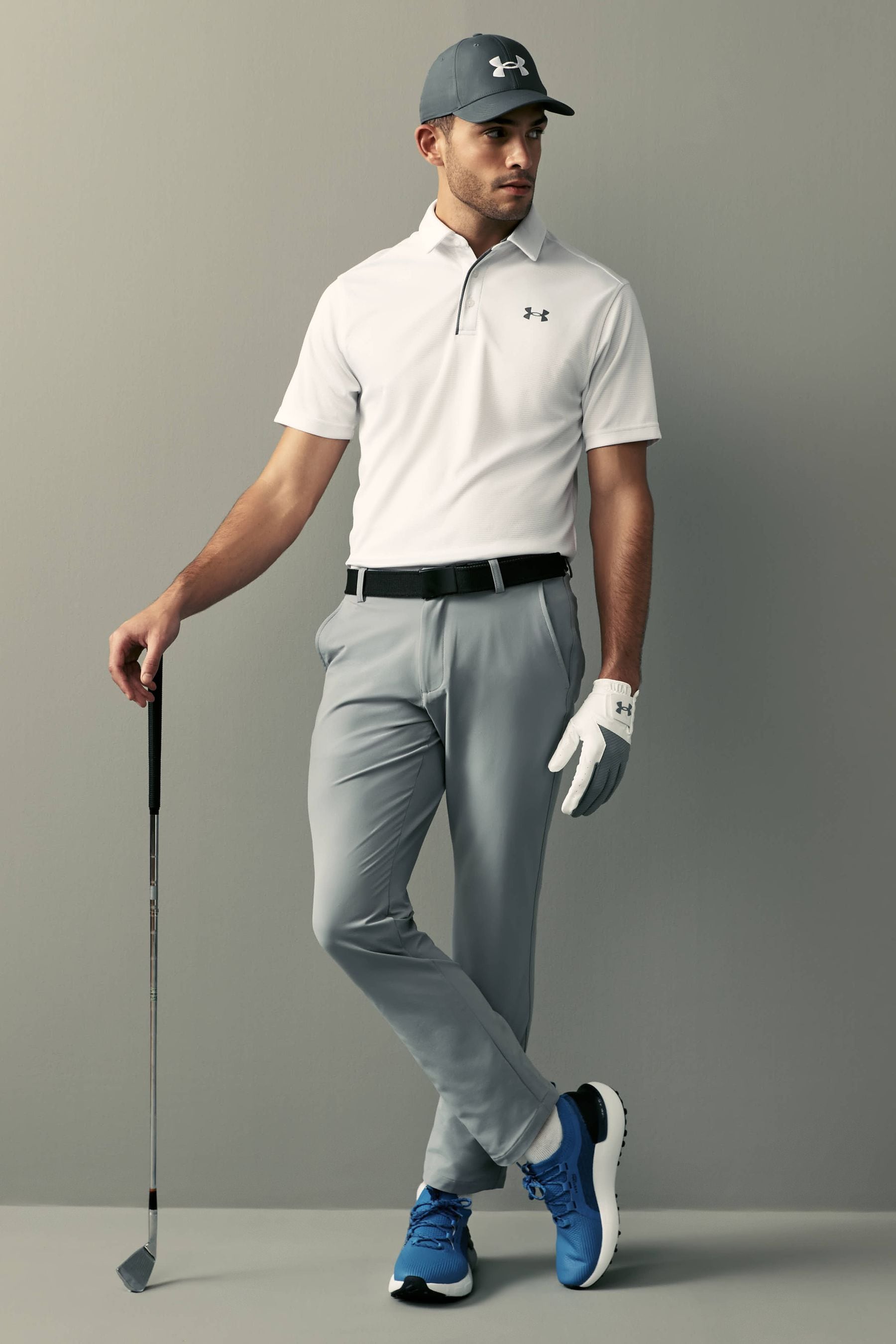 Under armour grey golf trousers on sale