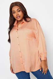 Yours Curve Orange Cuffed Sleeve 100% Cotton Shirt - Image 1 of 4