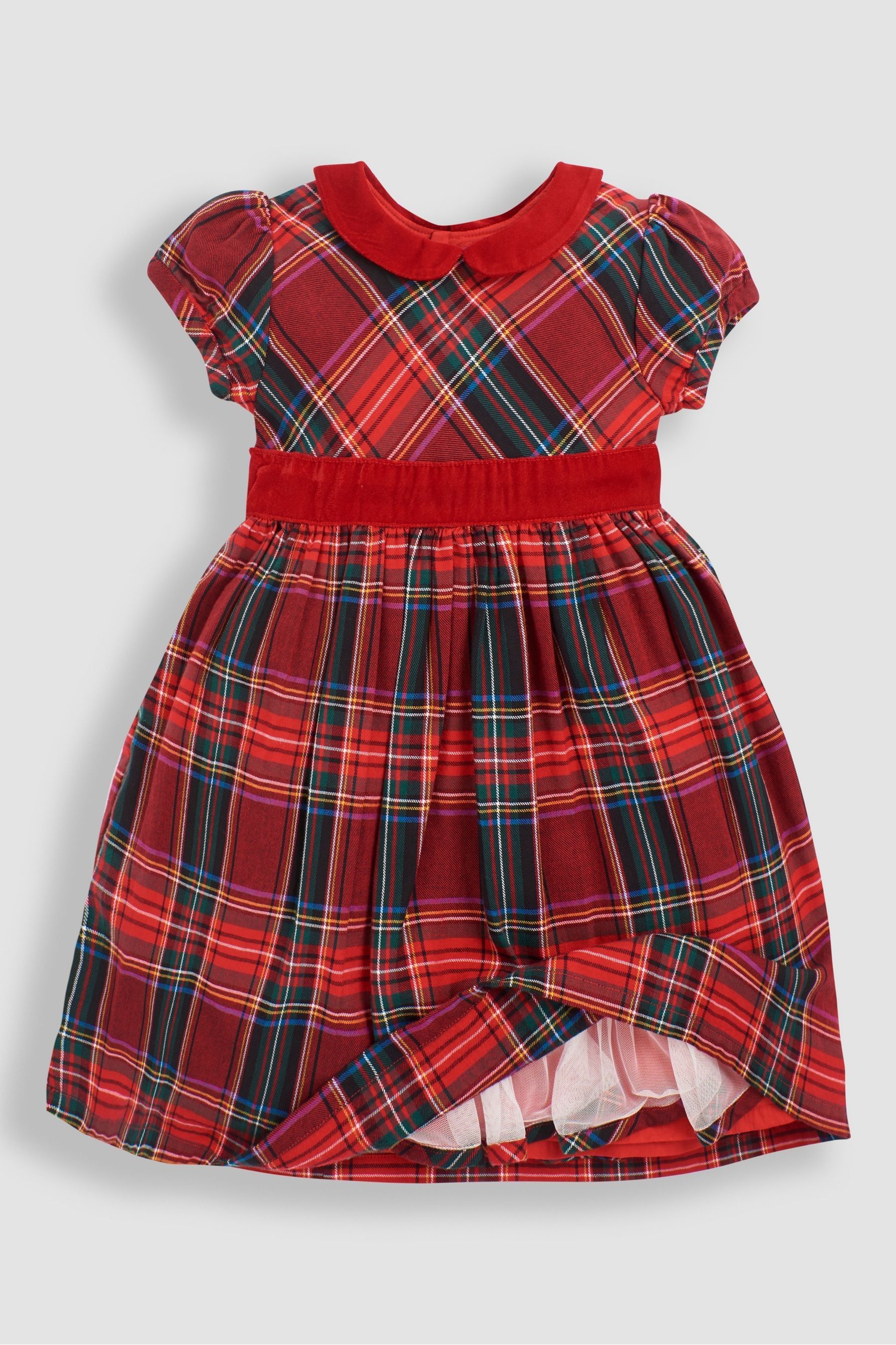 JoJo Maman Bebe Classic Red Tartan Party Dress 6 12 Mths Baby