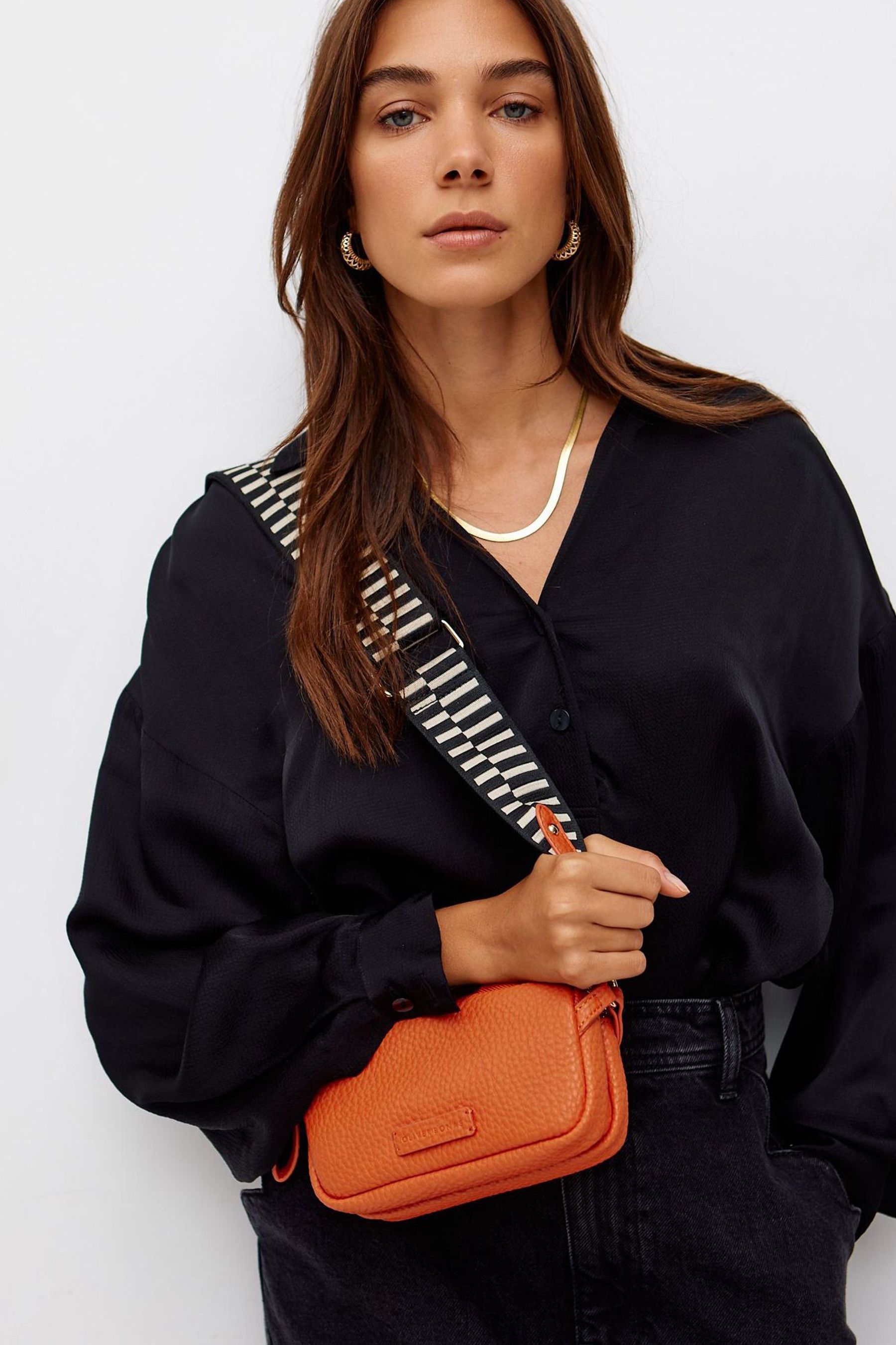 Buy Oliver Bonas Black Naha Geometric Strap Cross Body Bag from