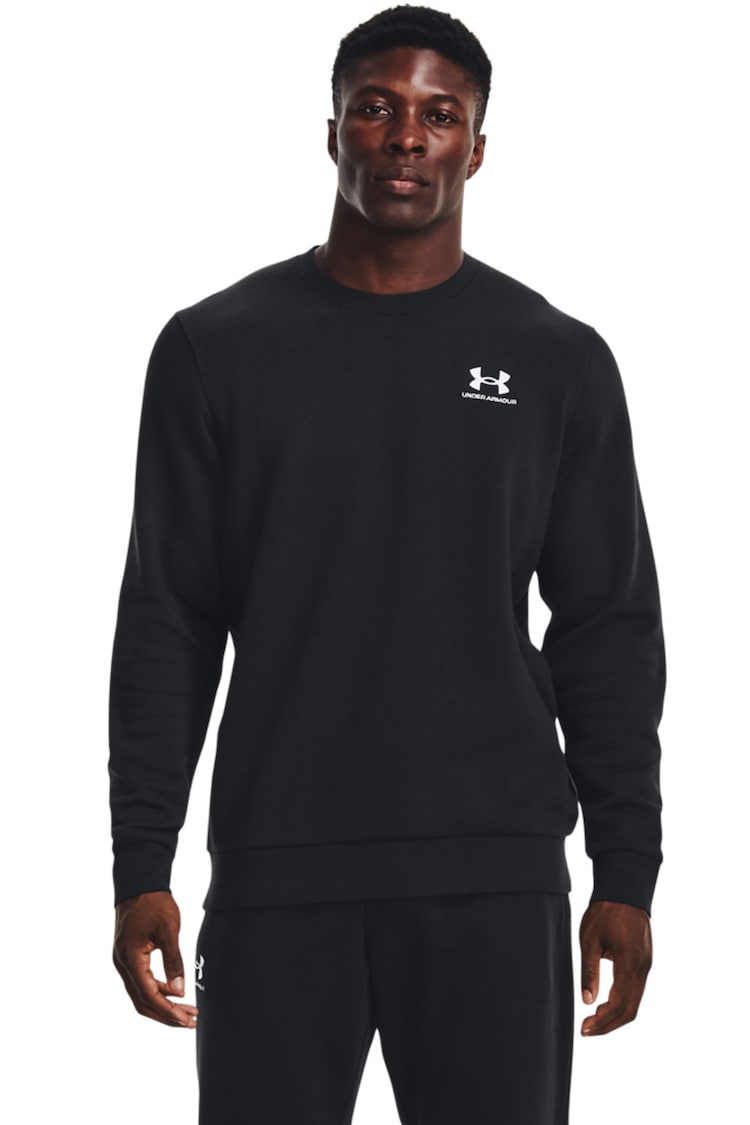 Under Armour Black Essential Fleece Crew Neck Sweat Top - Image 1 of 3