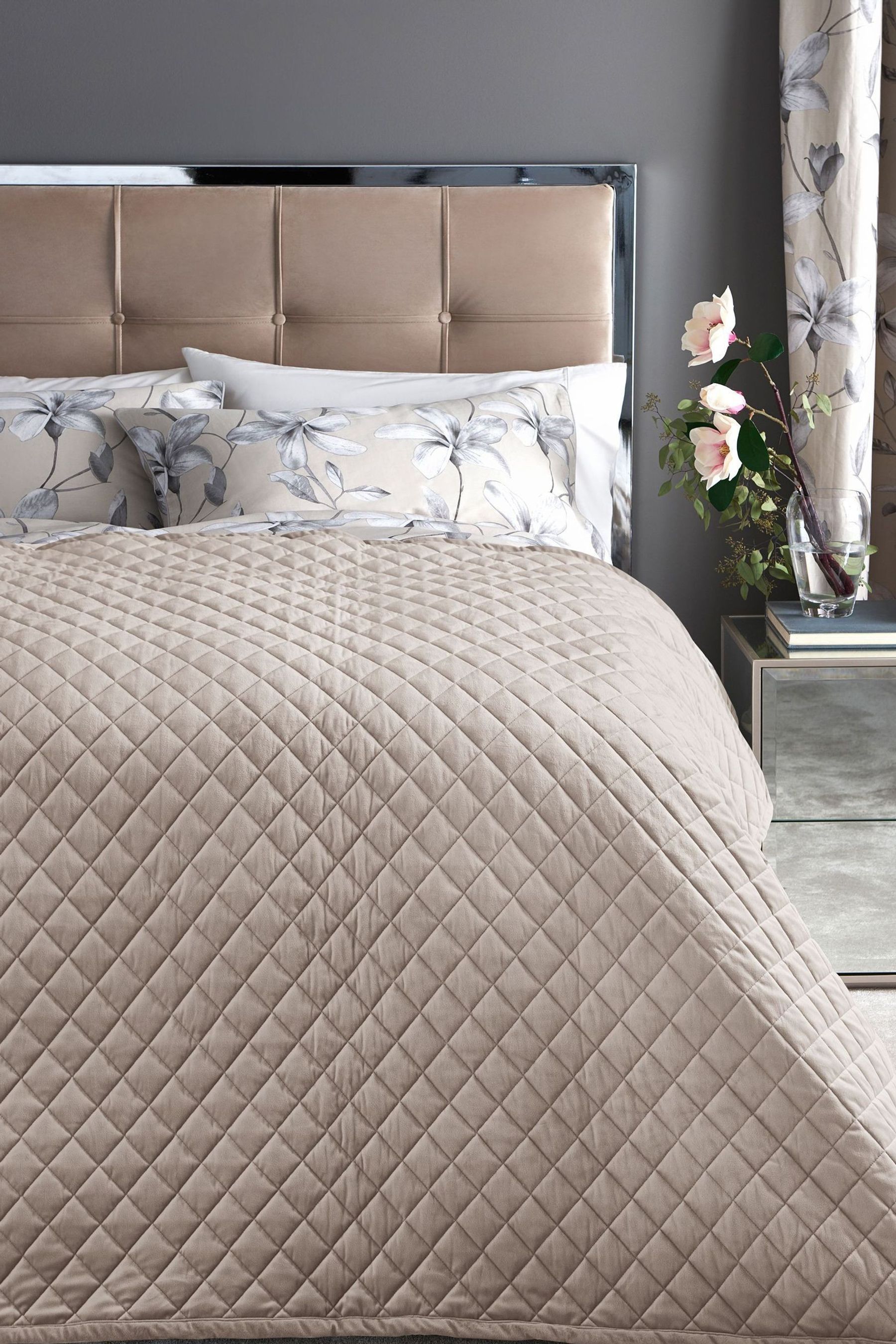 Buy Champagne Gold Hamilton Velvet Quilted Bedspread from Next Gibraltar