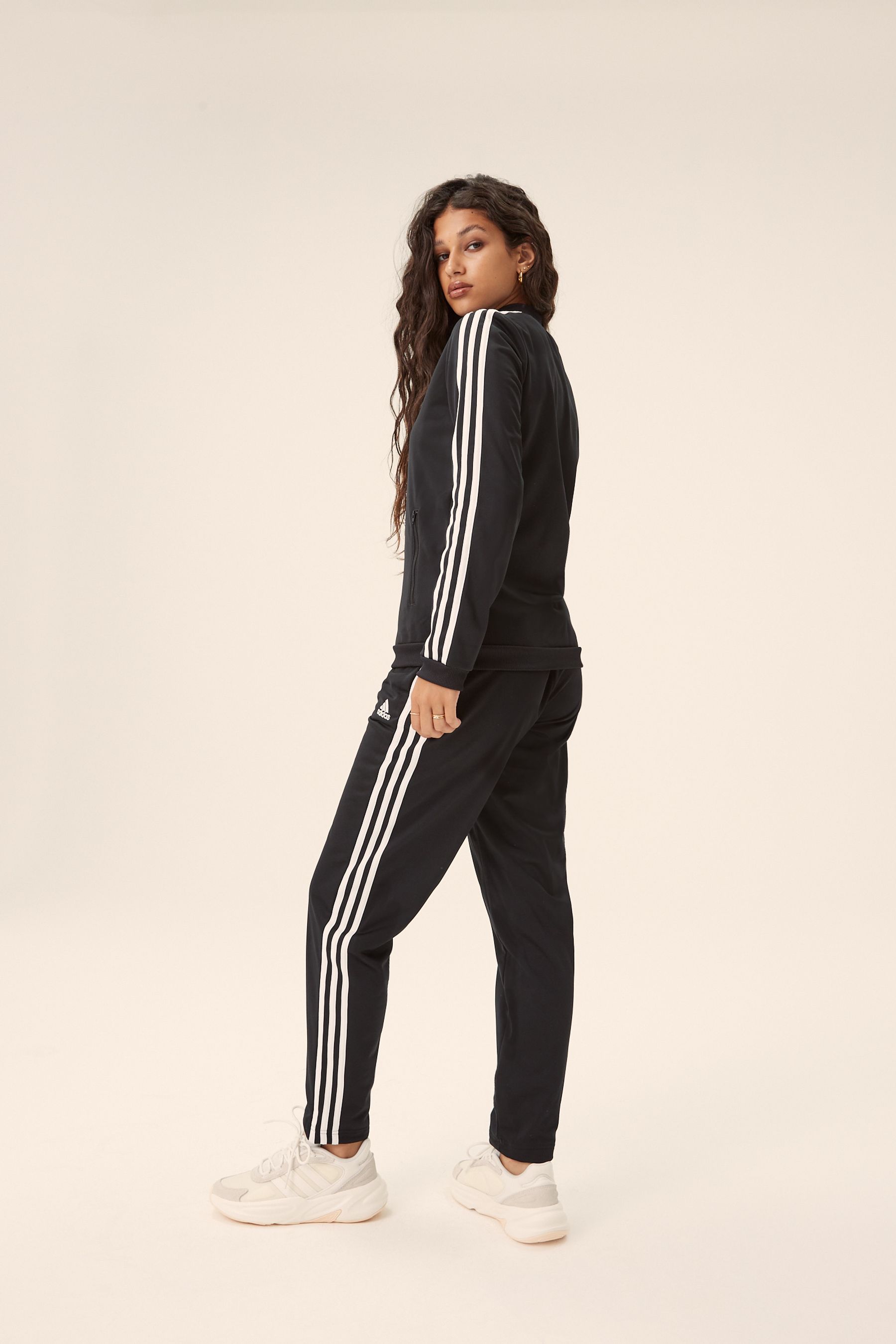 Adidas black velour tracksuit womens sale