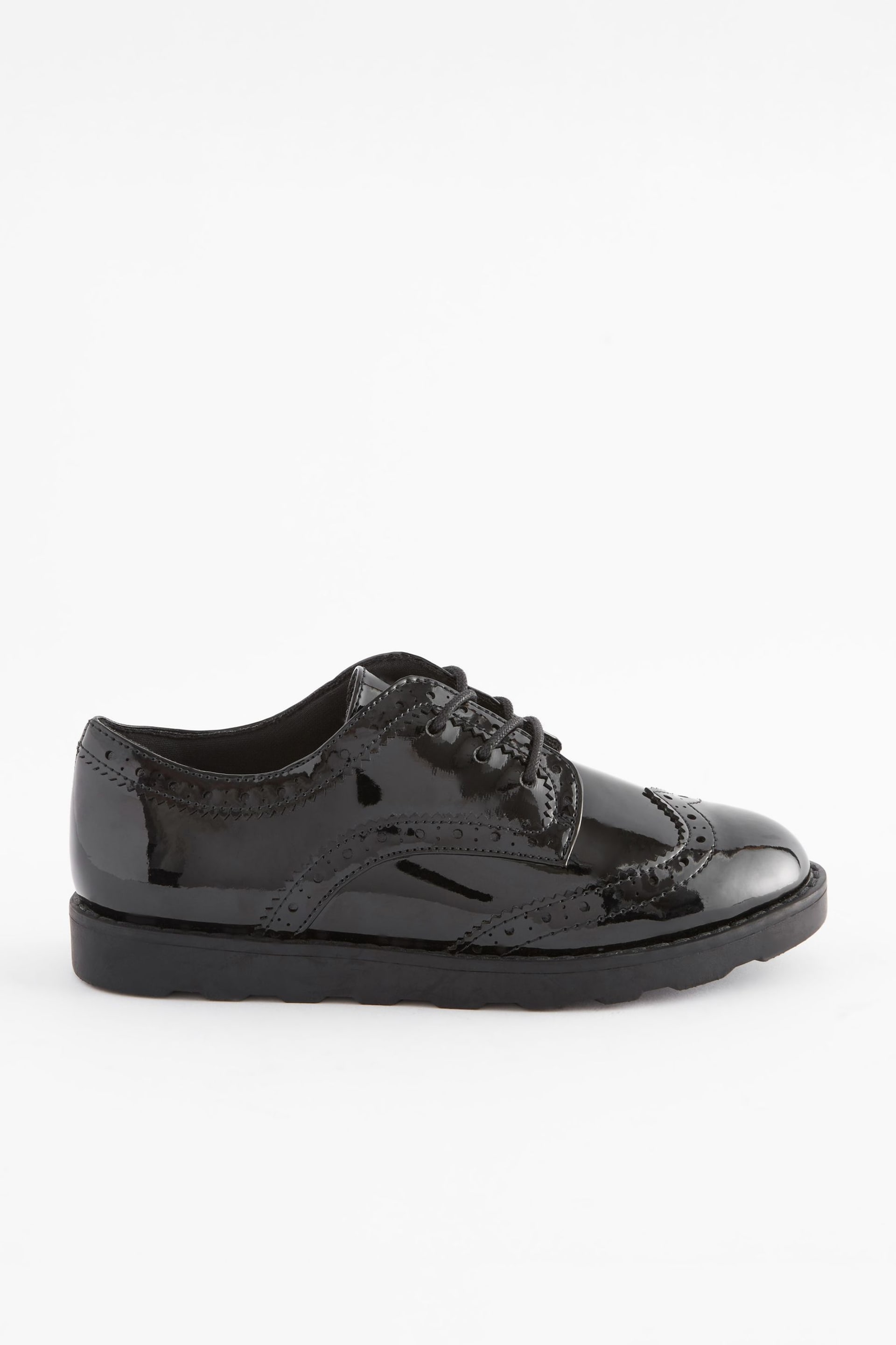 Black Patent Standard Fit (F) School Lace Brogues - Image 2 of 5