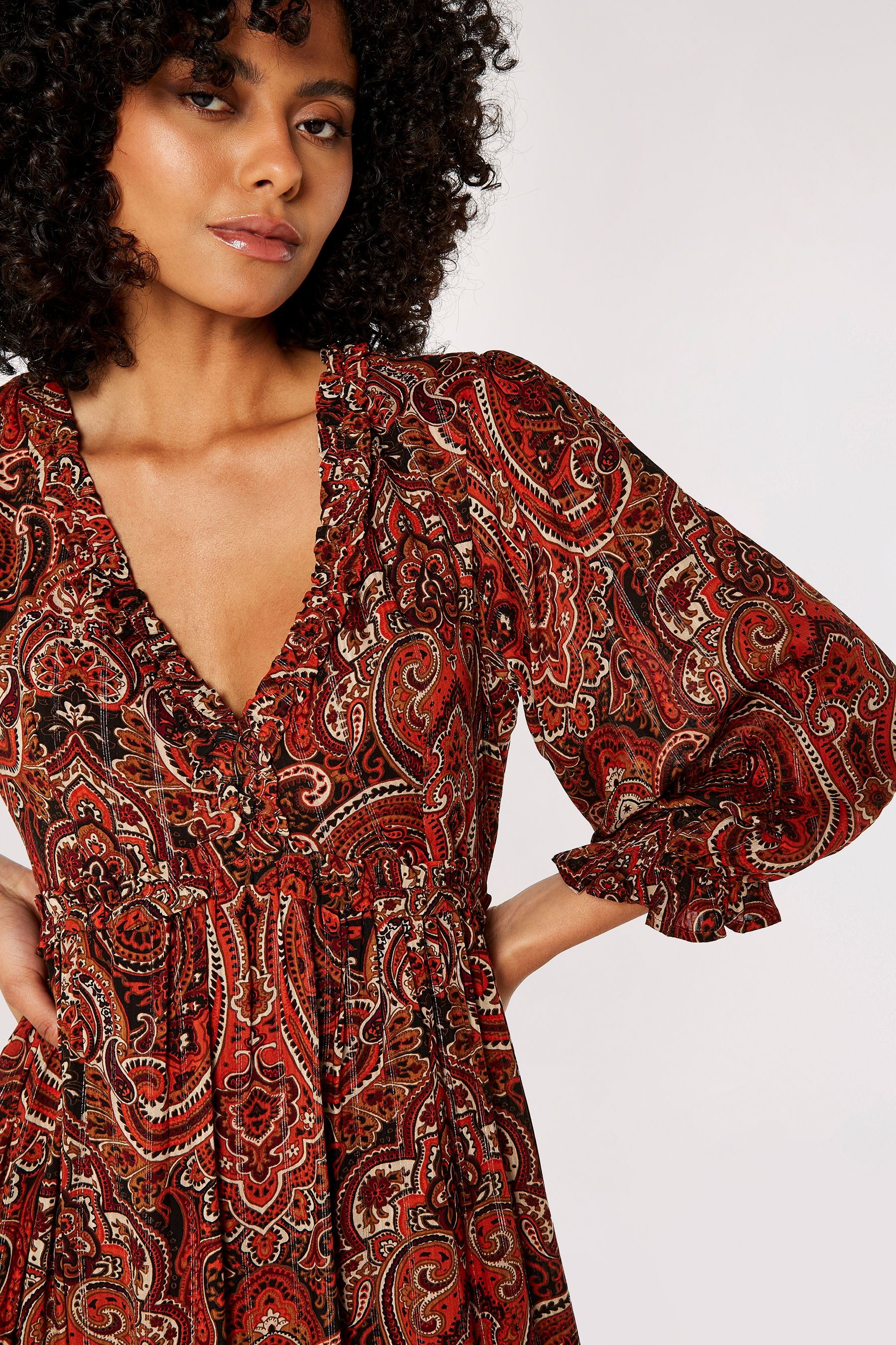 Apricot top paisley dress