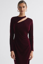 Reiss Berry Macey Petite Velvet Cut-Out Midi Dress - Image 1 of 5