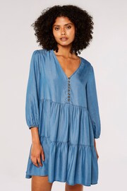 Apricot Blue Denim Tiered Dress - Image 1 of 4
